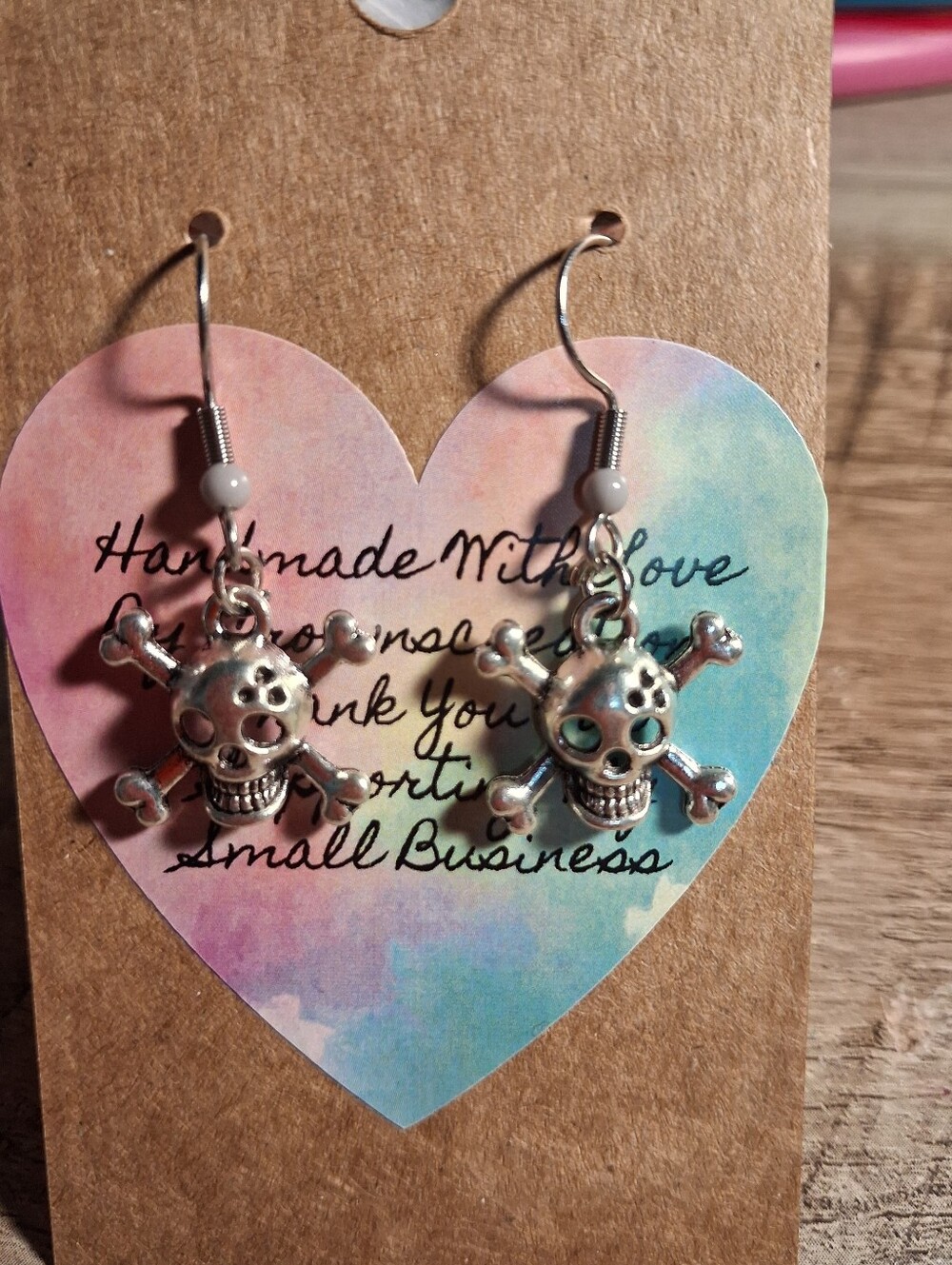 Handmade Stainless Steel Skull & Crossbones Dangle Earrings